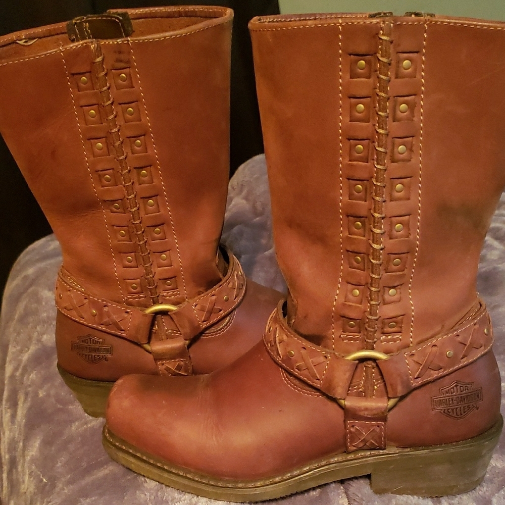 Harley-Davidson Brown Leather Moto Boots - Picture 2 of 8